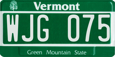 VT license plate WJG075