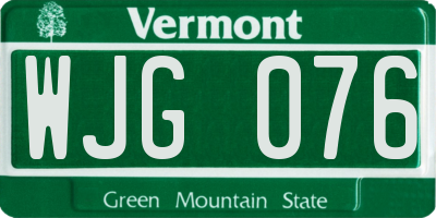VT license plate WJG076