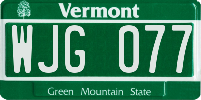 VT license plate WJG077