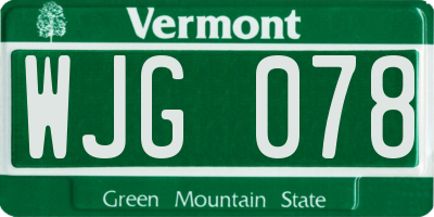 VT license plate WJG078