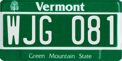 VT license plate WJG081