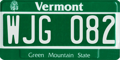 VT license plate WJG082