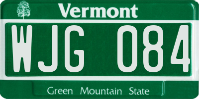 VT license plate WJG084