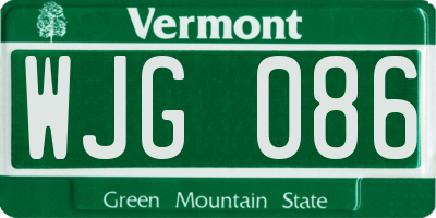 VT license plate WJG086