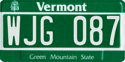 VT license plate WJG087