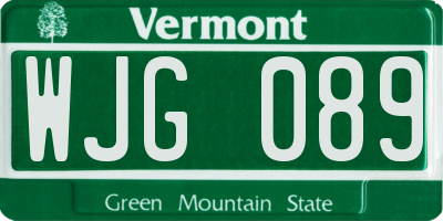 VT license plate WJG089