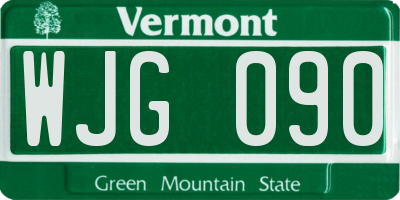 VT license plate WJG090
