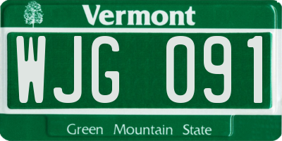 VT license plate WJG091