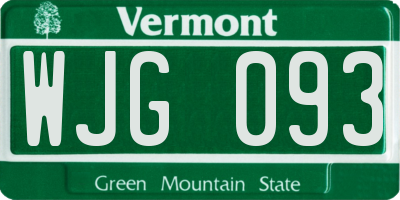VT license plate WJG093