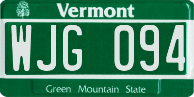 VT license plate WJG094