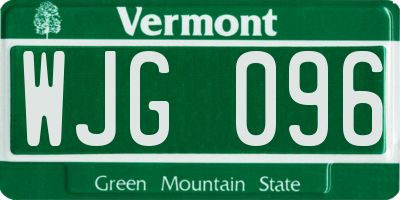 VT license plate WJG096
