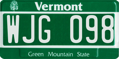 VT license plate WJG098