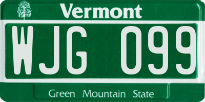 VT license plate WJG099