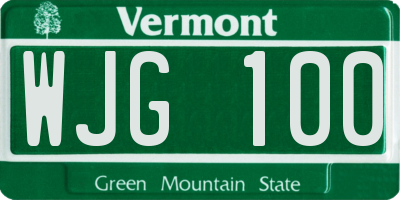 VT license plate WJG100