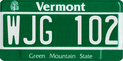 VT license plate WJG102