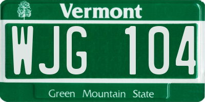 VT license plate WJG104