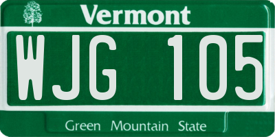 VT license plate WJG105