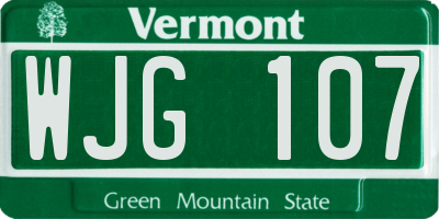 VT license plate WJG107