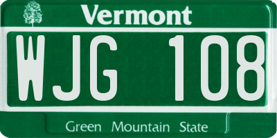 VT license plate WJG108