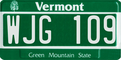 VT license plate WJG109