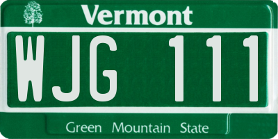 VT license plate WJG111