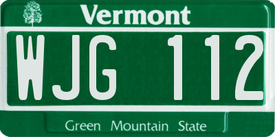 VT license plate WJG112