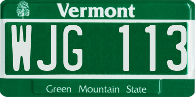 VT license plate WJG113