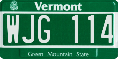 VT license plate WJG114