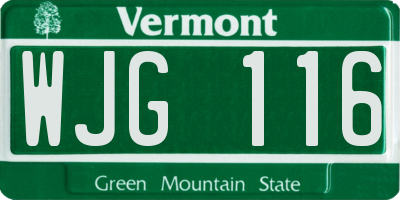 VT license plate WJG116