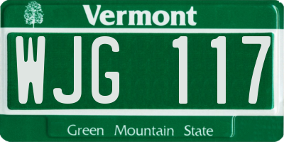 VT license plate WJG117