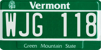 VT license plate WJG118