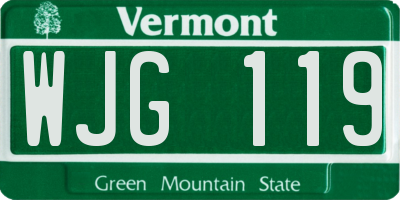 VT license plate WJG119