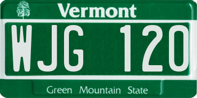 VT license plate WJG120