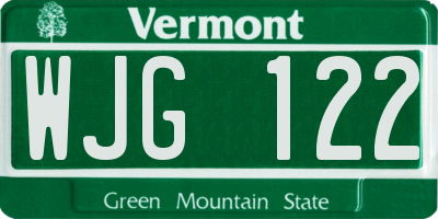 VT license plate WJG122