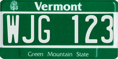 VT license plate WJG123
