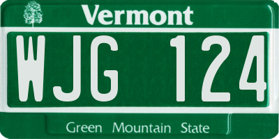 VT license plate WJG124