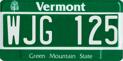 VT license plate WJG125