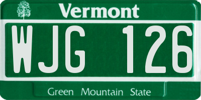 VT license plate WJG126