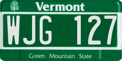 VT license plate WJG127