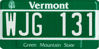VT license plate WJG131
