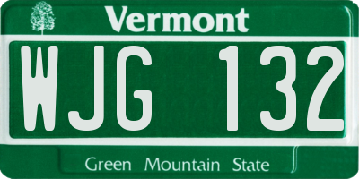 VT license plate WJG132