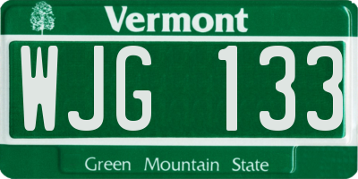 VT license plate WJG133