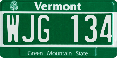 VT license plate WJG134