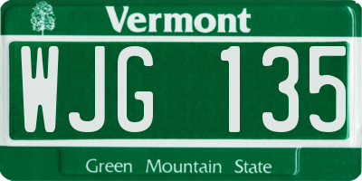 VT license plate WJG135
