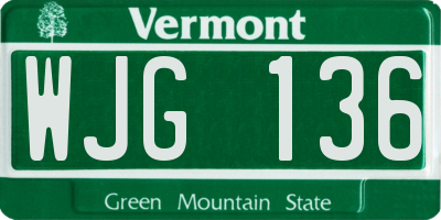 VT license plate WJG136