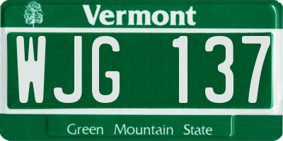VT license plate WJG137
