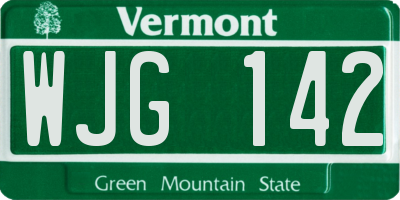 VT license plate WJG142