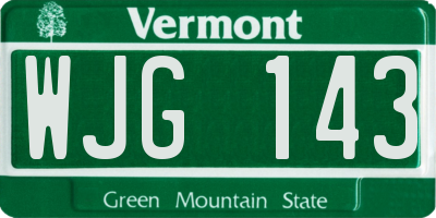 VT license plate WJG143