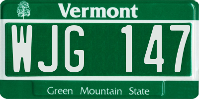 VT license plate WJG147