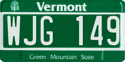 VT license plate WJG149